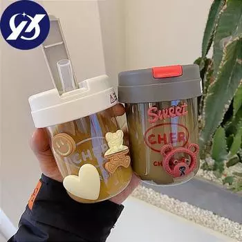 Креативная Ins Wind Ton Ton Cup Соломенная милая мини-компактная унисекс пластиковая чашка для воды Портативная красный