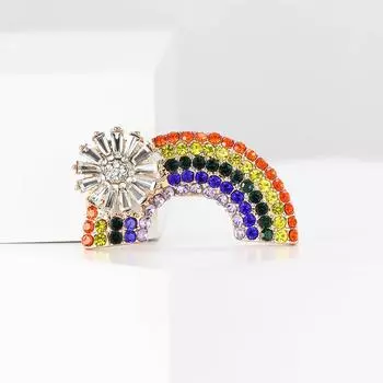 Креативная изысканная брошь из сплава со стразами в виде радуги, милая универсальная женская кардиганная рубашка, корсаж, ювелирное украшение, булавка