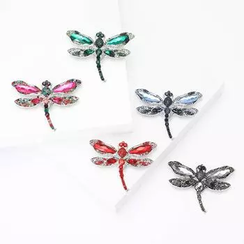 Креативная изысканная брошь в виде стрекозы из сплава со стразами, персонализированная женская брошь для пальто, корсаж, ювелирное украшение