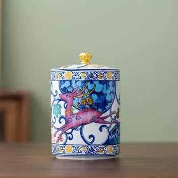 Креативная керамическая банка для чая в виде лося, цилиндрическая банка для конфет, многофункциональные банки для хранения кофейных зерен, лекарственных трав, орехов для дома