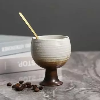 Креативная керамическая чашка для кофе в японском стиле в стиле ретро, грубая керамика, кружка для чая «молоко кунг-фу» с ложкой, для офиса и дома, чашка для воды, чайная чашка 170ml