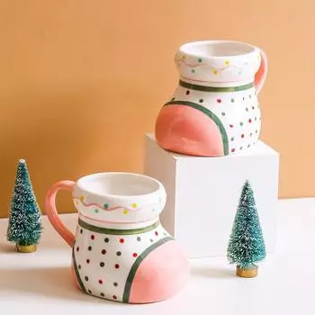 Креативная керамическая чашка, маркер в форме рождественского носка, чашка для кофе и молока объемом 650 мл, праздничный столовый прибор для питья 601-700ml