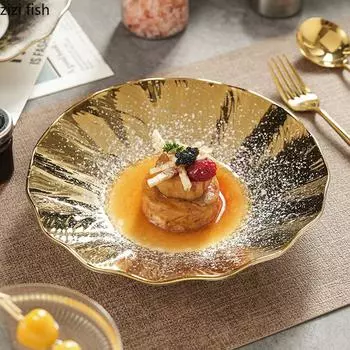 Креативная керамическая глубокая тарелка с эффектом сыпучего песка, салатная тарелка, итальянская тарелка для лапши, десертные тарелки, специальная посуда для молекулярной кухни