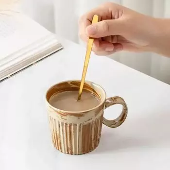 Креативная керамическая кружка для кофе в стиле ретро объемом 170 мл с ручкой, полосатая, термостойкая, для завтрака, молока, овсянки, кружка для пары, подарочная кружка 170ml