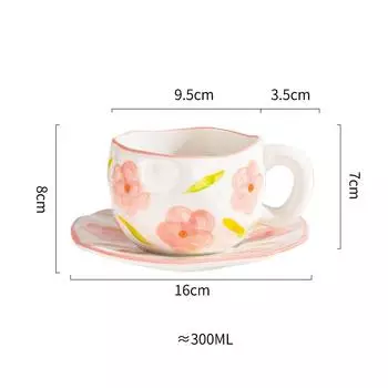Креативная керамическая кружка, расписанная вручную, цветочные облака, кофейная чашка с блюдцем, нестандартная чашка ручной работы, подарочный набор для завтрака, молока и чая