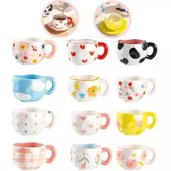 Креативная керамическая кружка с неровным цветком, сделанным вручную, чашка для кофе, завтрака, молока, послеобеденного чая, кружки в корейском стиле для дома 301-400ml