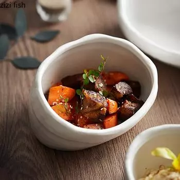 Креативная керамическая миска для ужина, суповые тарелки, бытовая посуда нестандартной формы, тарелки для закусок, десертов, соусницы для ресторанов и отелей