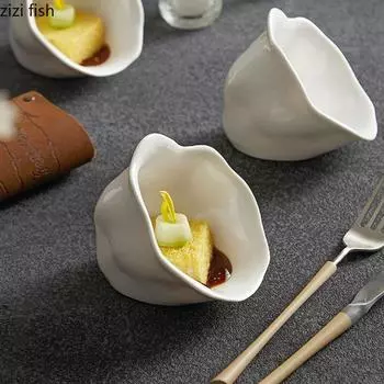 Креативная керамическая миска в форме цветка, миска для десерта, миска для закусок, миска для димсамов, миски для суши, миски для закусок, специальная ресторанная посуда