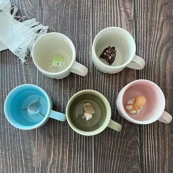 Креативная керамическая стереокружка с изображением животных, 300 мл, большая емкость, чашка для воды, пара, кружка для воды в офисе, кружка для завтрака, кухонная утварь 300ML