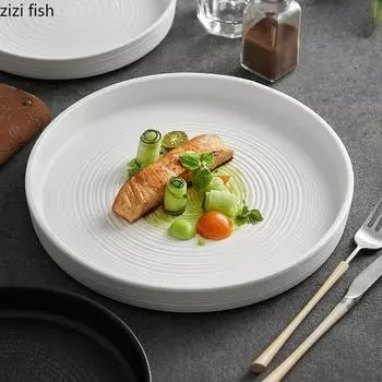 Креативная керамическая тарелка для супа с прямым краем, ресторанная тарелка для стейков, десертная тарелка, салатница, особая посуда для молекулярной кухни