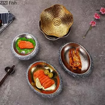 Креативная керамическая тарелка для суши Японская кухня Темпура Тарелка для сашими Гостиничный ресторан Кухня Украшения Посуда Десертная тарелка