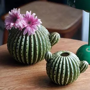 Креативная керамическая ваза «Кактус», симпатичное украшение для домашнего стола, высококачественная ваза для композиции из зеленых цветов, украшение для гостиной