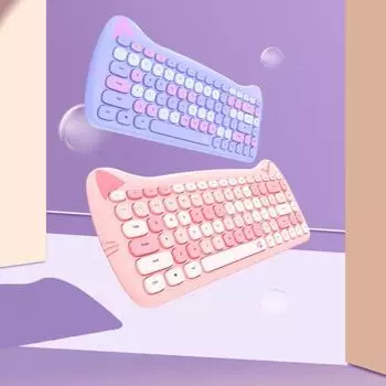 Креативная клавиатура для ПК, эргономичная кнопка Plug Play, отключение звука розовый