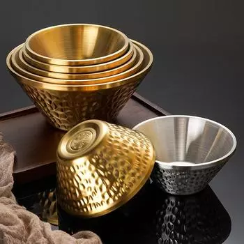 Креативная корейская миска для лапши рамен из нержавеющей стали, столовая посуда для салата, фруктов, миски для смешивания, двухслойная теплоизоляция