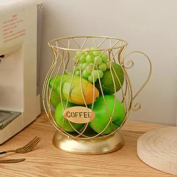 Креативная корзина для хранения фруктов из кованого железа, гальванизированная позолоченная распыленная краска, забавное украшение для домашнего творчества, которое можно хранить