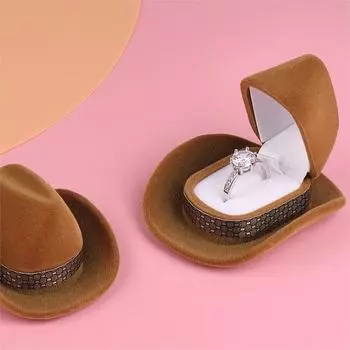 Креативная ковбойская шляпа, шкатулка для драгоценностей, бархатная тканевая шкатулка для упаковки ювелирных изделий, шкатулка для ожерелья, шкатулка для сережек, шкатулка для колец