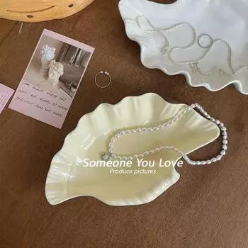 Креативная кремовая трехмерная ракушка в стиле ретро, керамическая тарелка, тарелка для хранения закусок, тарелка для закусок, обеденный набор, симпатичное блюдо белый