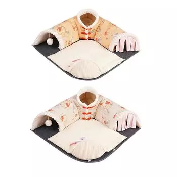 Креативная кровать-туннель для кошек с игровыми мячиками, дышащее укрытие для домашних кошек, мелких животных, кроликов, хомяков, котят жёлтый