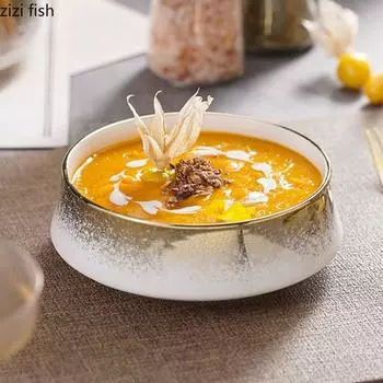 Креативная круглая керамическая миска Миска для густого супа Миска для десерта Миска для пасты Салатницы Фруктовницы Специальная ресторанная посуда