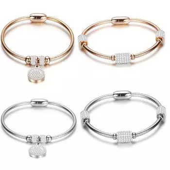 Креативная круглая подвеска Ins, персонализированный браслет из титановой стали, магнитная пряжка розового золота, женская