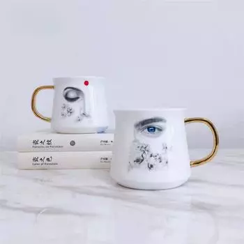 Креативная кружка для моделирования половины лица, 500 мл, парная кружка, кружки для свадебного подарка, забавные кофейные чашки, рождественские подарки, посуда для напитков 500ml