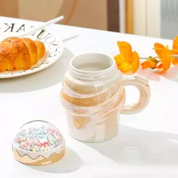 Креативная кружка для мороженого, высококачественная керамическая чашка, бытовая кружка для воды, офисная кофейная кружка, подарок на мероприятие 460Ml [Color Box]