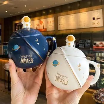 Креативная кружка с чашкой «Планета», персонализированная керамическая чашка, кофейная чашка, чашка для молока, большая емкость, чашка для воды космонавта