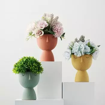 Креативная кукла, цветочный горшок, сочный горшок, керамический горшок, домашний декор, настольный орнамент, украшение сада, горшок для растений бонсай No.1