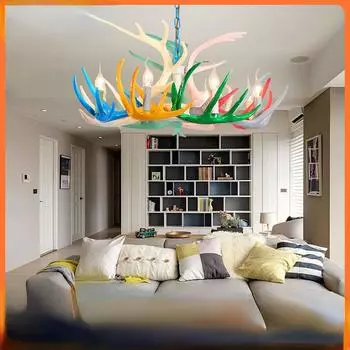 Креативная лампа из рога оленя в стиле Макарон, подвесная лампа из рога оленя в стиле кантри, гостиной, ресторана, ресторана