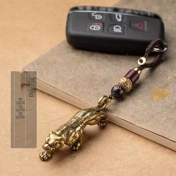 Креативная латунная фигурка тигра и детеныша леопарда в стиле ретро для украшения дома - маленькая настольная фигурка-питомец для чая