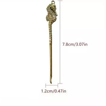 Креативная латунная статуэтка для чистки ушей Hippocampus Cordyceps Sinensis, подарочная серия для чистки ушей в виде насекомых, кюретка для чистки ушей, брелок-подвеска hippocampus