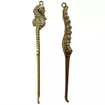 Креативная латунная статуэтка для чистки ушей Hippocampus Cordyceps Sinensis, подарочная серия для чистки ушей в виде насекомых, кюретка для чистки ушей, брелок-подвеска hippocampus