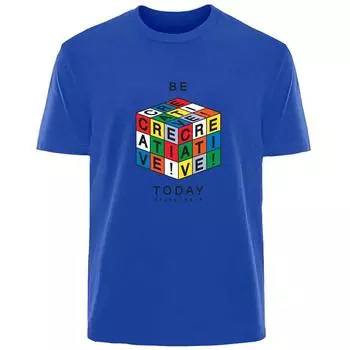 Креативная летняя мужская футболка с принтом кубика Рубика из 100% хлопка, удобная, дышащая, повседневная, модная, мужская одежда для активного отдыха на улице S чёрный