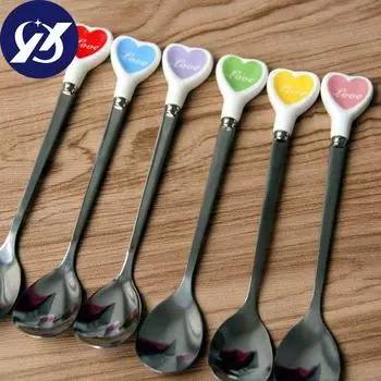 Креативная ложка для посуды из нержавеющей стали в форме сердца красный