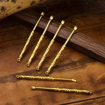 Креативная ложка для уха из чистой латуни, имитация бамбука