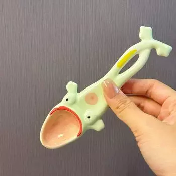 Креативная ложка-лягушка керамическая ложка с длинной ручкой бытовая причудливая суповая ложка десертная ложка ресторанная бытовая кухонная утварь зелёный