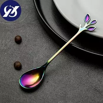 Креативная ложка в виде листа, кофейная ложка из нержавеющей стали, ложка для перемешивания меда серебряный
