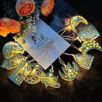 Креативная луна, звезда, светодиодная гирлянда, уникальная гирлянда, лампа, ислам, мусульманское событие H-Battery