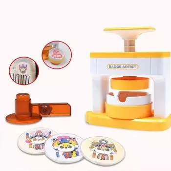Креативная машина для изготовления значков, вращающаяся вручную, магниты на холодильник, значки, булавки для подарков детям, домашняя машина для сувениров на вечеринку оранжевый