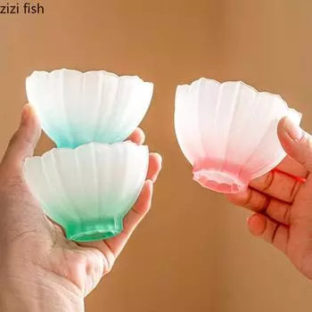 Креативная матовая стеклянная чашка для чайного столика в форме лотоса, чашка для воды, чашки для напитков, молочные чашки, домашний высокоэстетичный чайный сервиз 70ML