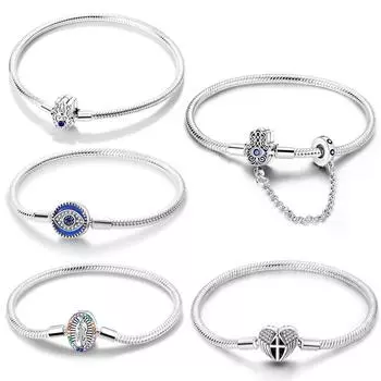 Креативная медная цепочка с цепочкой из змеиной кости, покрытая серебром 925 пробы, сделай сам, ручная работа 17CM