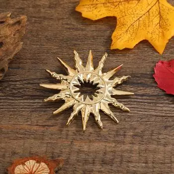 Креативная металлическая полая брошь в виде солнца для женщин, модное пальто, немое золото, ниша, простые аксессуары