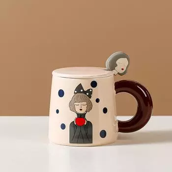 Креативная милая кружка из керамики контрастных цветов с девочкой-пузырьком, милая чашка для питья, офисная чашка для кофе, домашняя кружка 380ml
