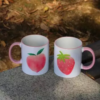 Креативная милая кружка с клубникой и персиком, керамическая чашка для воды, чашка для молока, кофейная чашка, чашка для сока