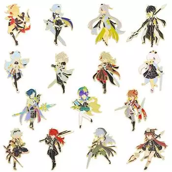 Креативная милая мультяшная Genshin Impact, металлическая эмалированная брошь, маленькие милые фанаты, памятный значок, булавка, ювелирные изделия, мужские подарочные аксессуары 1