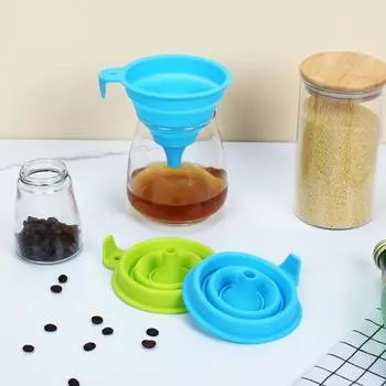 Креативная мини-складная силиконовая воронка, бытовая телескопическая воронка для дозирования жидкостей, воронка для масла, воронка для вина, кухонные принадлежности синий