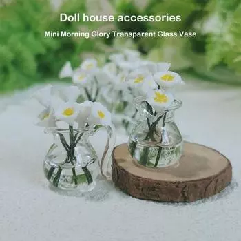 Креативная мини-стеклянная ваза, прозрачное растение, гидропонный цветок, прочный реалистичный миниатюрный цветок, украшение для кукольного домика своими руками