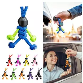 Креативная минифигурка мотоциклиста, подвесная цепочка, зонт, веревка, плетение, брелок, индивидуальный мотоциклетный шлем, аксессуары для ключей синий