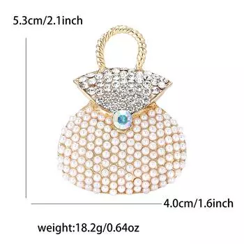 Креативная Мода Сплав Жемчуг Брошь-Сумка Изысканная Универсальная Женская Брошь для Костюма, Пальто, Корсажа, Ювелирная Булавка