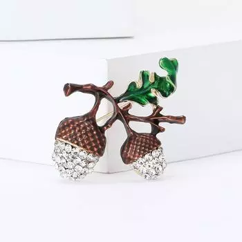 Креативная модная брошь из сплава со стразами в виде лесного ореха, универсальная простая женская брошь для пальто и корсажа